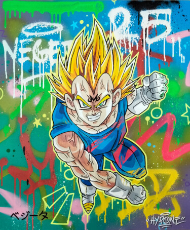 Graffiti Vegeta 绘画 标题为“Graffiti Vegeta” 由Alessio Hassan Alì (Hipo), 原创艺术品, 喷漆 安装在木质担架架上