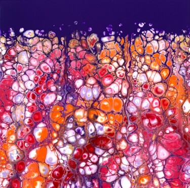 Schilderij getiteld "Agitation Colorée" door Ghislaine Chapuis, Origineel Kunstwerk, Acryl Gemonteerd op Frame voor houten b…