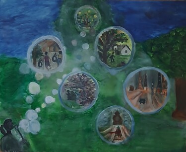 Painting titled "Shades of life in a…" by Krishna Art Gallery, Original Artwork, Oil