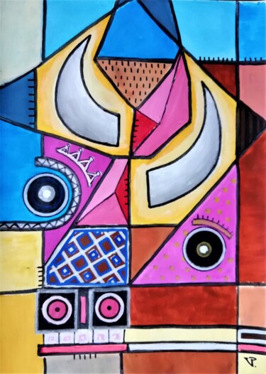 绘画 标题为“Cubist portrait of…” 由Pepe Villan, 原创艺术品, 丙烯