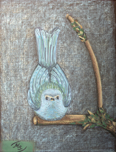 A Bird on a Tree Branch 绘画 标题为“A Bird on a Tree Br…” 由Mariya Smirnova, 原创艺术品, 粉彩