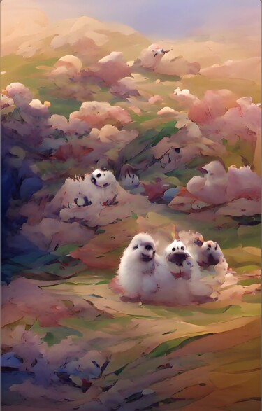 Digital Arts titled "HAPPY LITTLE FLUFF…" by Mahesh Tolani, Original Artwork, Digital Painting