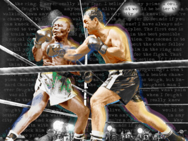 Rocky Marciano V Jersey Joe Walcott Quotes 绘画 标题为“Rocky Marciano V Je…” 由Tony Rubino, 原创艺术品, 丙烯 安装在木质担架架上