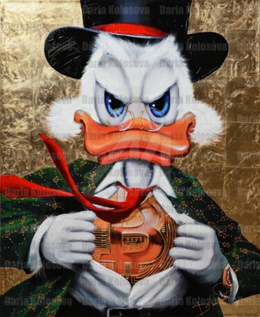 绘画 标题为“Duck With Bitcoin i…” 由Daria Kolosova, 原创艺术品, 油