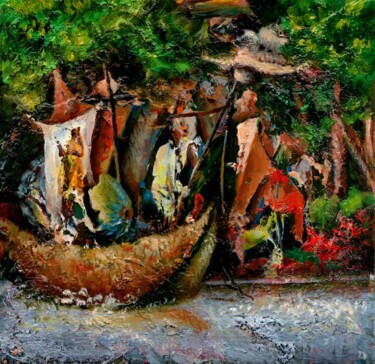 绘画 标题为“Three in the Boat /…” 由Владимир Абаимов, 原创艺术品, 油