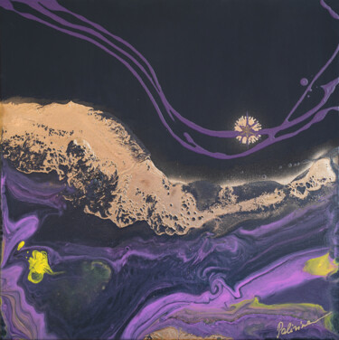 «The STAR of the Pink PLANET» gold very peri abstract art 绘画 标题为“«The STAR of the Pi…” 由Palirina, 原创艺术品, 丙烯 安装在木质担架架上
