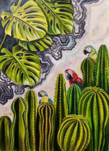 Painting titled "Playing hide and se…" by Julia Crystal, Original Artwork, Oil