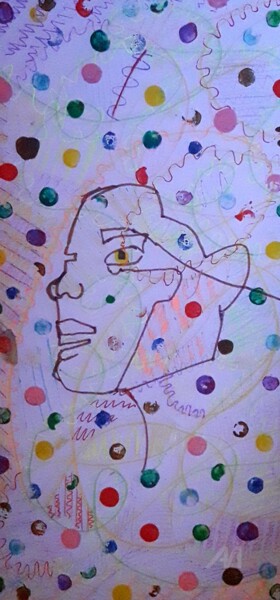绘画 标题为“Rostro abstracto” 由Axel Frías, 原创艺术品, 彩画