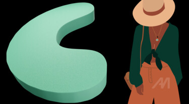 Artes digitais intitulada "A mulher do chapéu" por Gabriela Radiante, Obras de arte originais, Trabalho Digital 2D