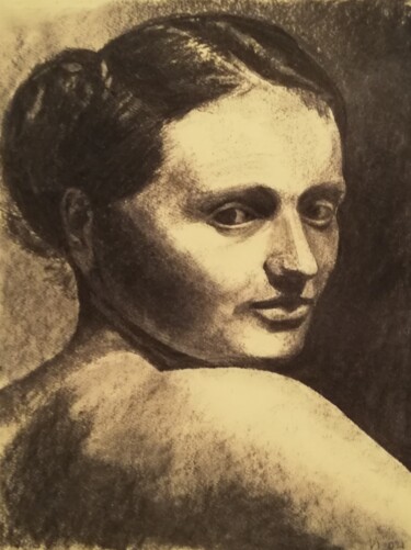 Dessin intitulée "Portret 1" par Irina Cavat, Œuvre d'art originale, Fusain