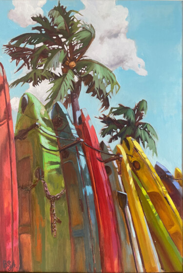 Painting titled "look up" by Anna Bogushevskaya, Original Artwork, Oil Mounted on Wood Stretcher frame