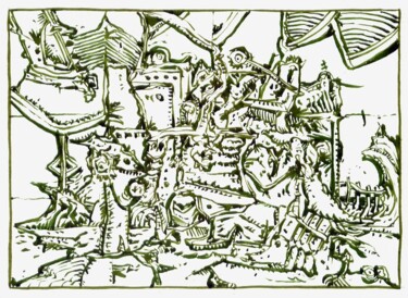 Les plages abandonnées. Dessin intitulée "Les plages abandonn…" par Jean-Bernard Fenouillas, Œuvre d'art originale, Encre
