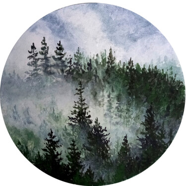 제목이 "Foggy forest"인 미술작품 Yulia Zhdanovich (MiliArt)로, 원작, 아크릴