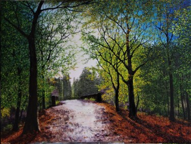 Картина под названием "A Bridge Through De…" - Hazel Thomson, Подлинное произведение искусства, Масло