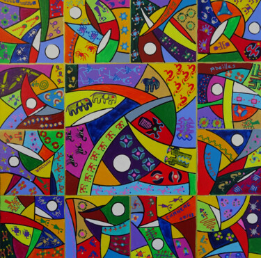 Painting titled "Les corps tressés" by Patrick Chaneac, Original Artwork, Acrylic