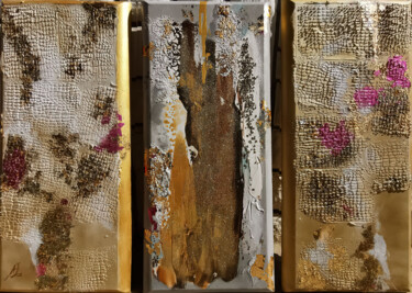 Peinture intitulée "Shining gold leaf m…" par Annet Loginova, Œuvre d'art originale, Acrylique Monté sur Châssis en bois