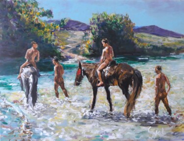 Riding lessons 绘画 标题为“Riding lessons” 由Giorgos Nicolaou (Gncl), 原创艺术品, 丙烯 安装在木质担架架上