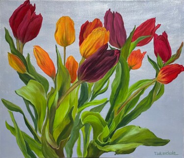 Peinture intitulée "Tulip garden" par Tetiana Lukianchenko, Œuvre d'art originale, Acrylique