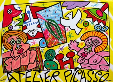 Printmaking titled "Atelier Picasso" by Bruno Donzelli, Original Artwork, Screenprinting