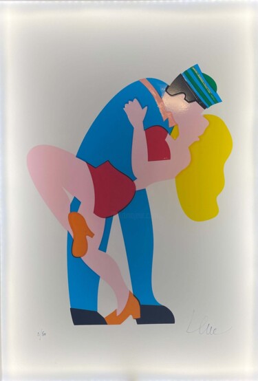 印花与版画 标题为“Bacio a Time Square” 由Marco Lodola, 原创艺术品, 丝网印刷 安装在纸板上