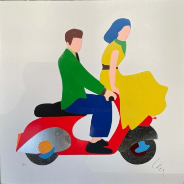Printmaking titled "Vacanze in vespa" by Marco Lodola, Original Artwork, Screenprinting