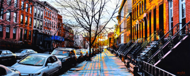Pittura intitolato "New York #67" da Sócrates Rízquez, Opera d'arte originale, Smalto Montato su Alluminio