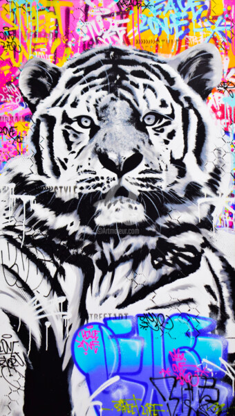 LOVE TIGER 绘画 标题为“LOVE TIGER” 由Vincent Bardou, 原创艺术品, 丙烯