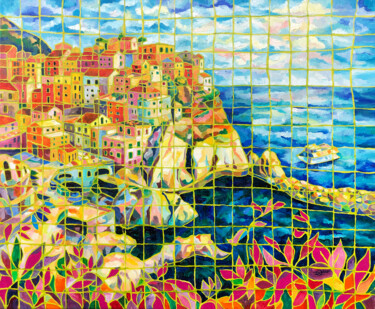 Painting titled "Cinque terre." by Olga Krasovskaya, Original Artwork, Oil