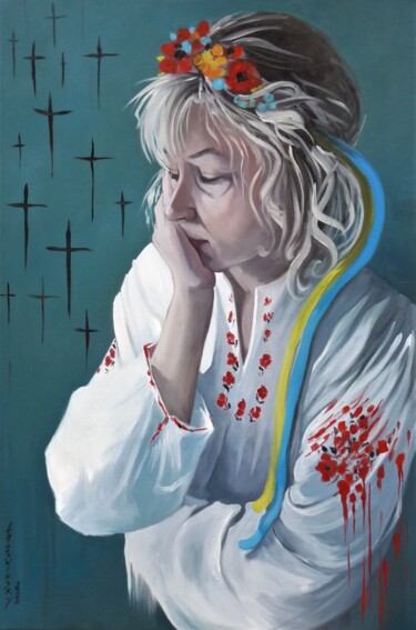 绘画 标题为“Ще не вмерла, Украї…” 由Hélène Lazowinsky, 原创艺术品, 油