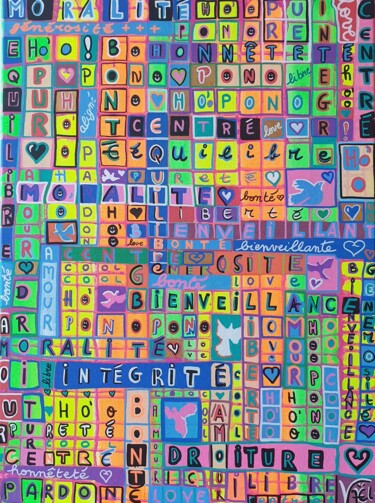 Ho'oponopono Painting titled "Ho'oponopono" by Kaël, Original Artwork, Acrylic Mounted on Wood Stretcher frame