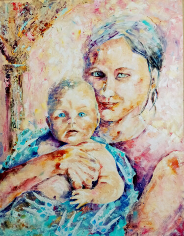 绘画 标题为“Kyiv Madonna with C…” 由Tatyana Pchelnikova, 原创艺术品, 油
