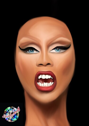 Peinture intitulée "Mama Ru" par Cosmoarty, Œuvre d'art originale, Peinture numérique