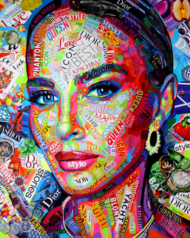 Collages titled "Ramon Filip" by Sasha Bom, Original Artwork, Collages Mounted on Wood Stretcher frame