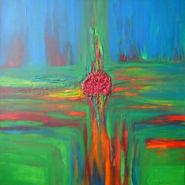 「Summer Feelings」というタイトルの絵画 Gisela Zimmermannによって, オリジナルのアートワーク, アクリル ウッドストレッチャーフレームにマウント