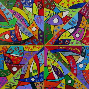 Painting titled "Des lettres de fumée" by Patrick Chaneac, Original Artwork, Acrylic