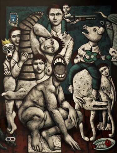 Peinture intitulée "La porosité des par…" par Nicolas Monjo, Œuvre d'art originale, Acrylique Monté sur Châssis en bois
