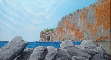 「THE ROCK, MOMENT #1」というタイトルの絵画 Tatiana Fox'Tenaによって, オリジナルのアートワーク, オイル ウッドストレッチャーフレームにマウント