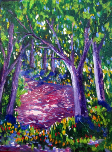 forêt enchanté ou la lumière passe difficilement 제목이 "forêt enchanté ou…"인 미술작품 Ludovic Catry로, 원작, 기름