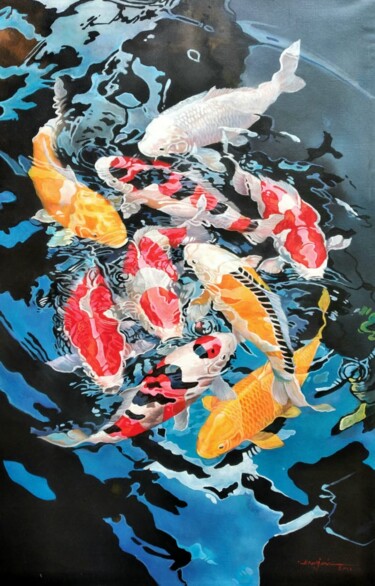 제목이 "Koi Fish #1"인 미술작품 Namnjani로, 원작, 기름