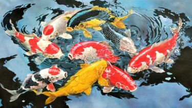 绘画 标题为“Koi Fish #2” 由Namnjani, 原创艺术品, 油