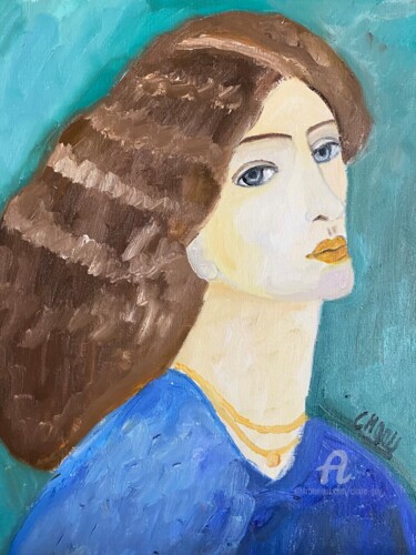 Peinture intitulée ""Jane, le modèle" 2" par Claire Marie Gay, Œuvre d'art originale, Huile Monté sur Panneau de bois