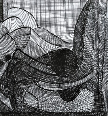 图画 标题为“Poltrona e sfera-Ar…” 由Francesco Cagnato, 原创艺术品, 墨