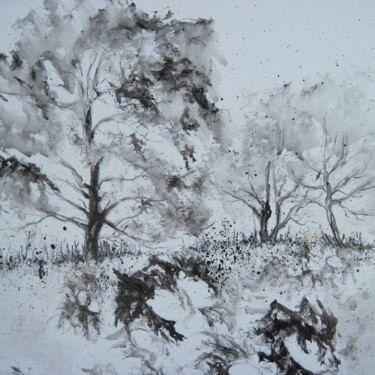 Painting titled "Au milieu des tourn…" by Jackie G., Original Artwork, Oil Mounted on Wood Stretcher frame