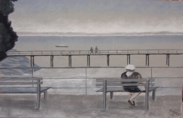 Dessin intitulée "Plage des Dames et…" par Anthony Perez, Œuvre d'art originale, Pastel