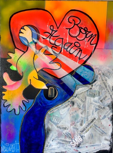 Malerei mit dem Titel "BORN AGAIN" von David Devinast, Original-Kunstwerk, Acryl Auf Keilrahmen aus Holz montiert