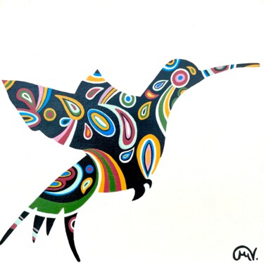 绘画 标题为“Colibri III” 由Maguy Vaz (50nuancesdemarguerite), 原创艺术品, 丙烯 安装在木质担架架上