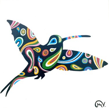 绘画 标题为“Colibri IV” 由Maguy Vaz (50nuancesdemarguerite), 原创艺术品, 丙烯 安装在木质担架架上