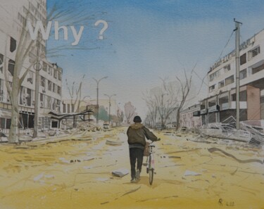 绘画 标题为“Why ?” 由Alain Retiere, 原创艺术品, 水彩