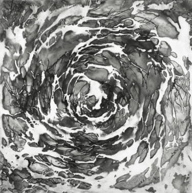 绘画 标题为“Khaos & Ananké 07” 由Jérémy Jacquin, 原创艺术品, 墨 安装在木质担架架上