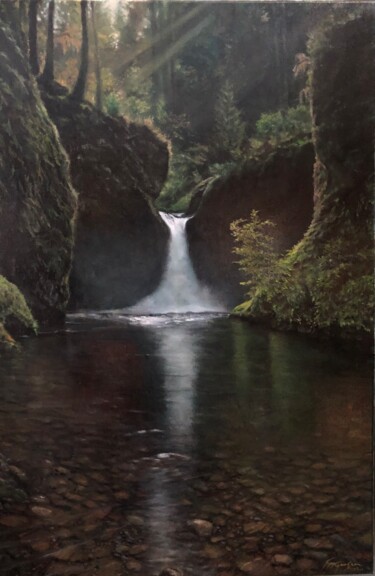 绘画 标题为“Punchbowl Falls” 由Richard Ferguson, 原创艺术品, 油